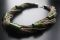 Naszyjnik - Szare sznurki z zielonymi rurkami