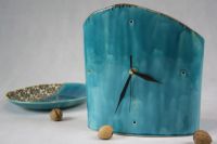 Ceramiczny turkusowy zegar stojący
